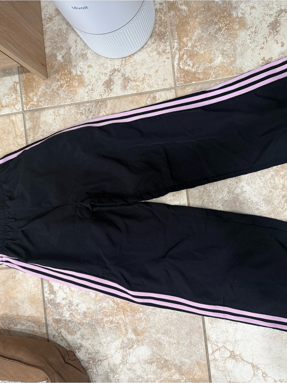 adidas Originals Black Sweatpants with Pink Side Stripes